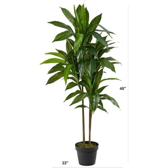 Tall artificial dracaena plant 48 inch real touch faux greenery home decor - Picture 3 of 7